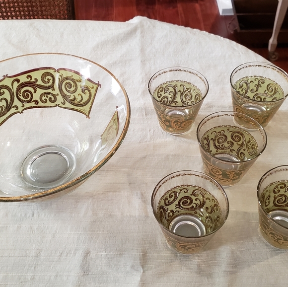Mid-Century Modern Culver Lowball Glasses & Bowl - Picture 2 of 2